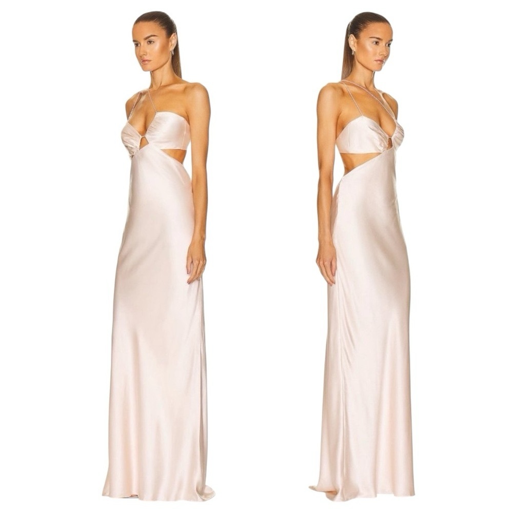 THE SEI DRESS WOMENS 10 IN PEARL OFF WHITE CREAM IVORY SILK GOWN BRIDAL FORMAL